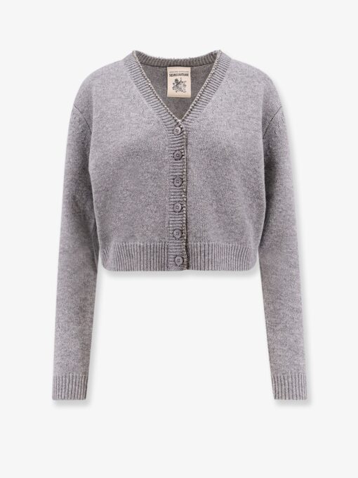 Wool and cashmere cardigan with rhinestones