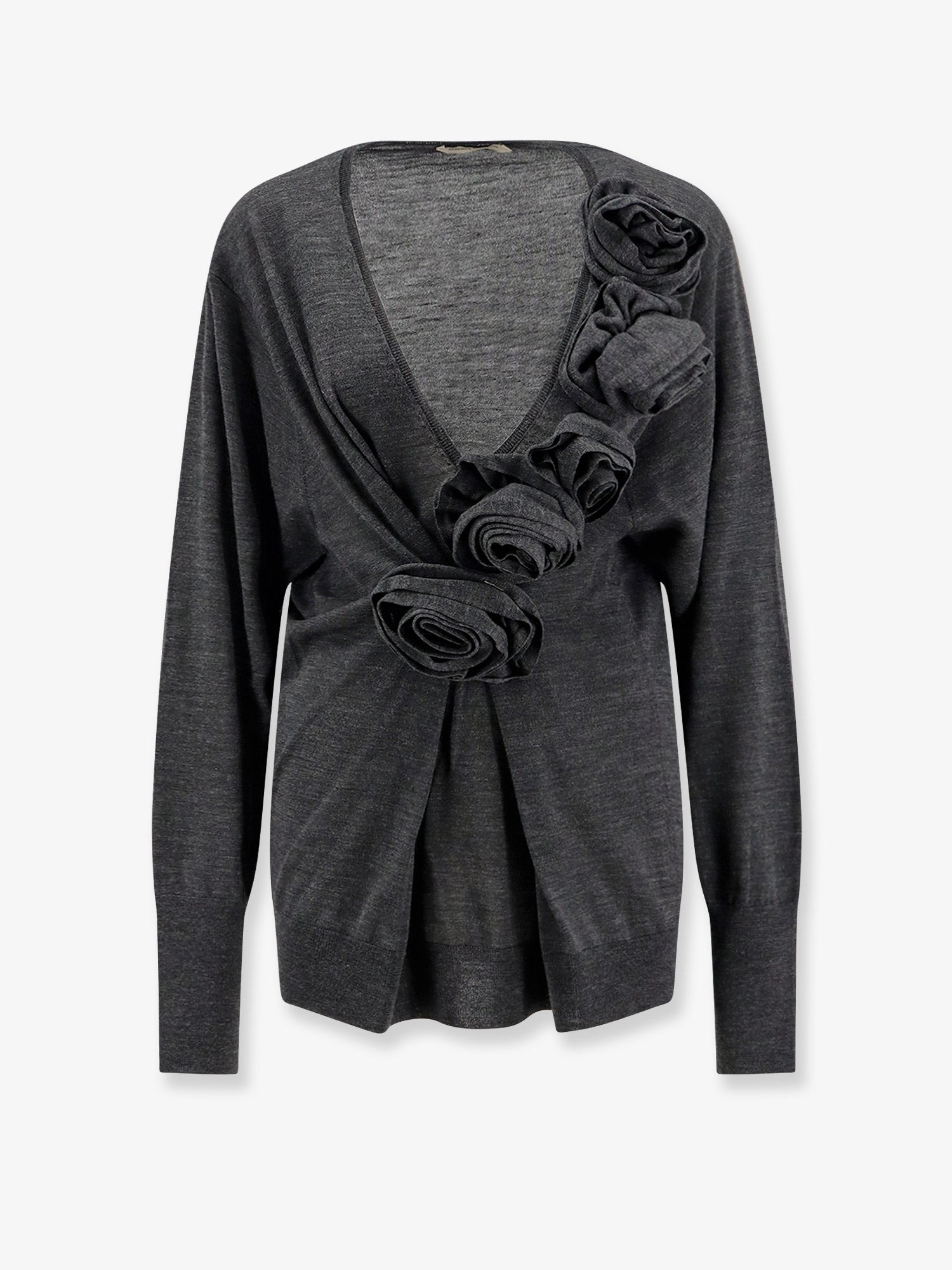 Virgin wool sweater with ruffles