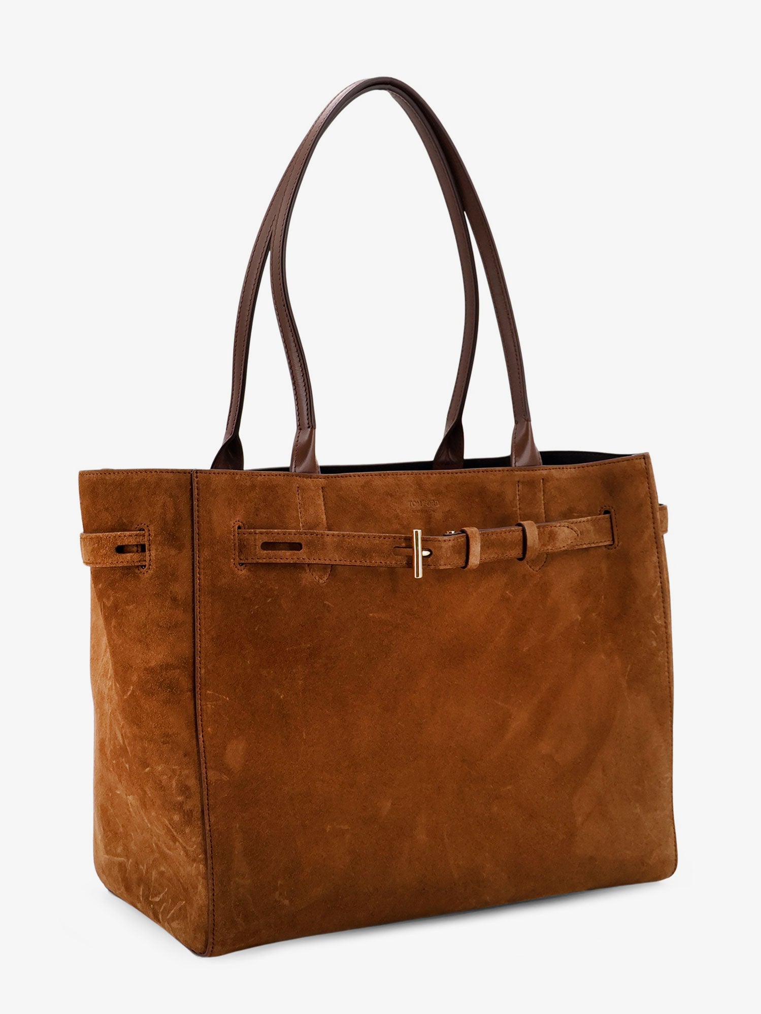 Suede shoulder bag with engraved logo on the front - Image 3
