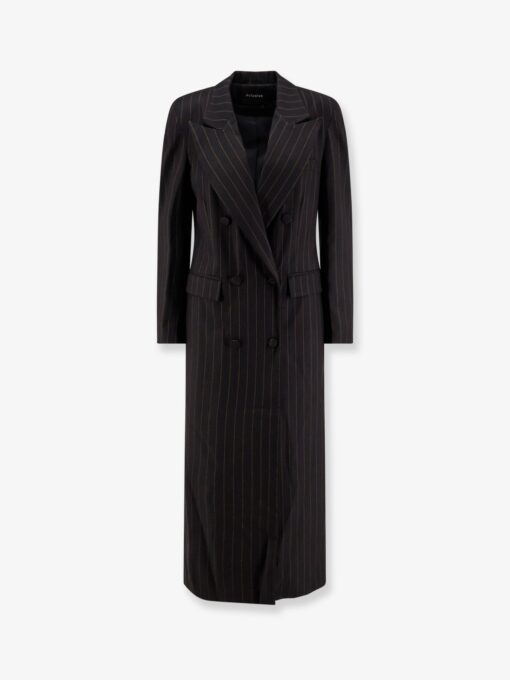 Double-breasted pinstriped coat