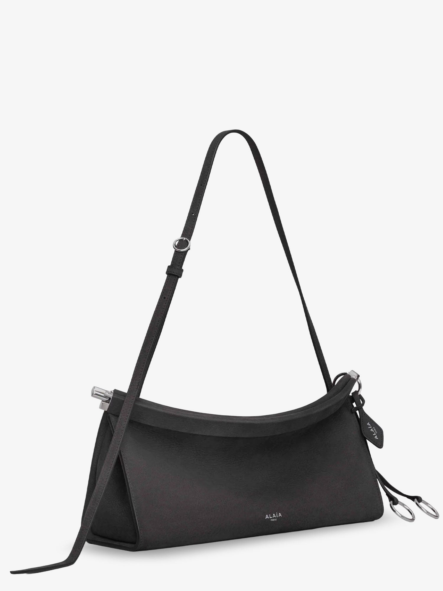 East West leather shoulder bag with engraved lettering logo - Image 3