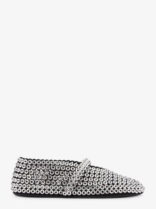 Ballet Flats suede and rubber ballerinas with glass eyelets