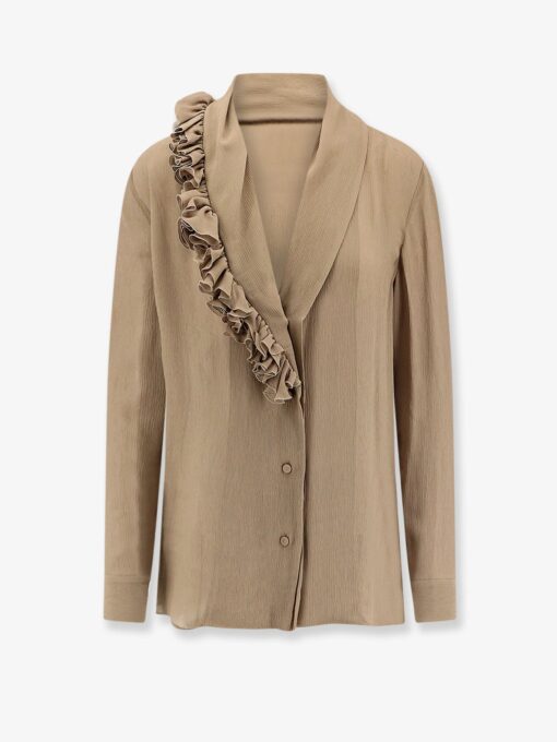 Crepe shirt with ruffles