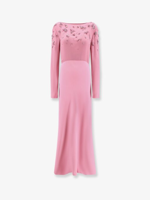 Viscose long dress with silk top with sequins