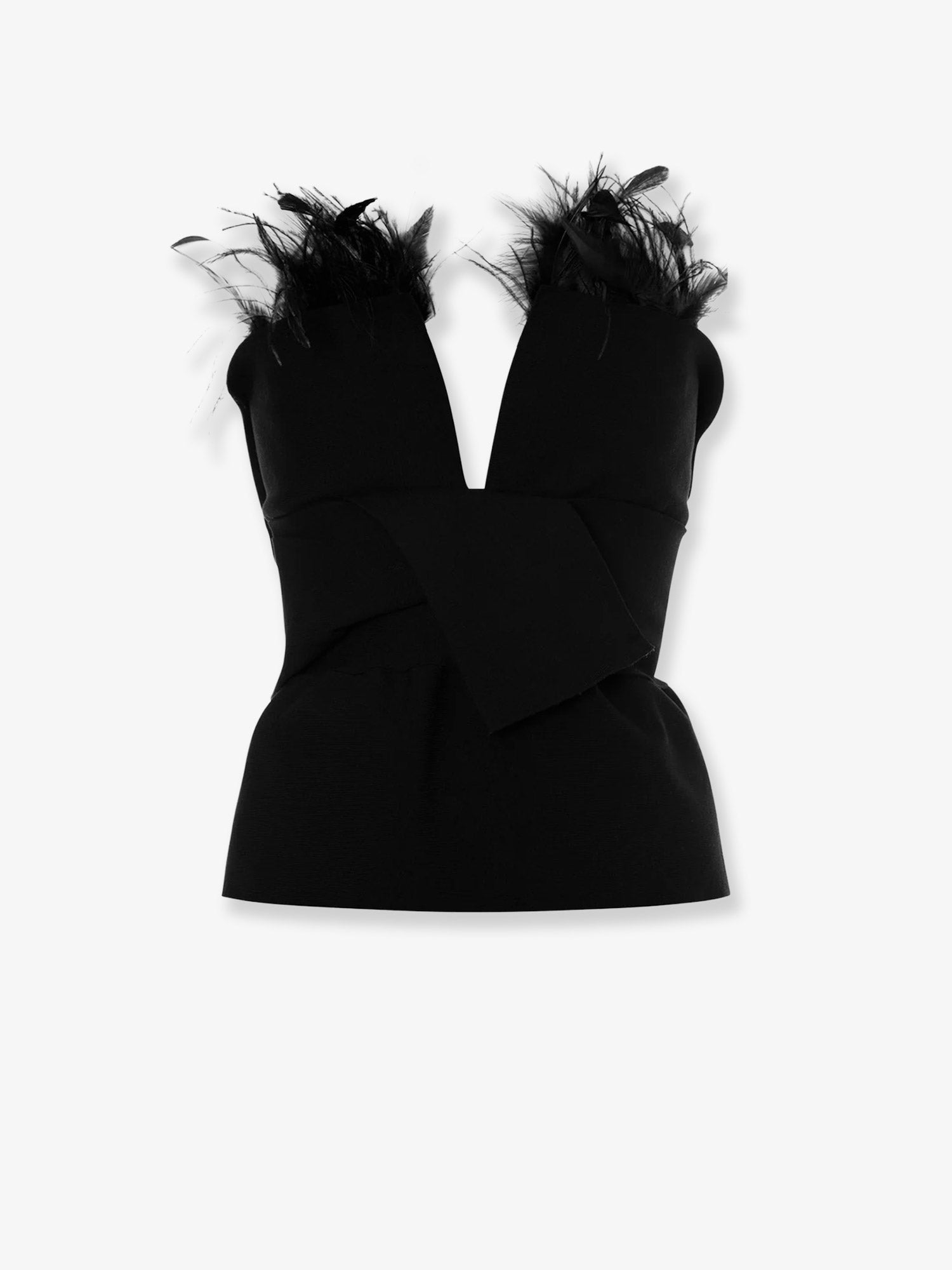 Viscose blend top with feathers profile