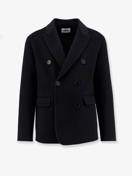 Double-breasted wool coat