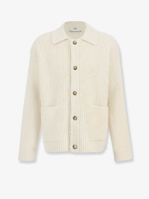 Wool and cotton ribbed cardigan