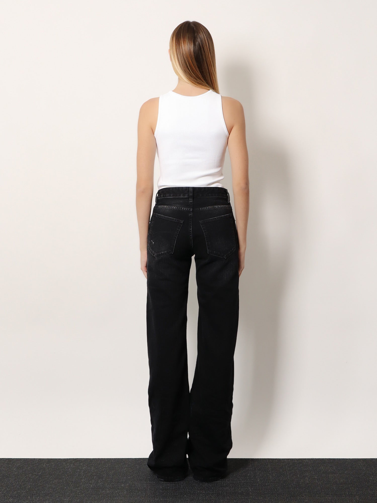 Wide Leg black denim trousers - Image 3