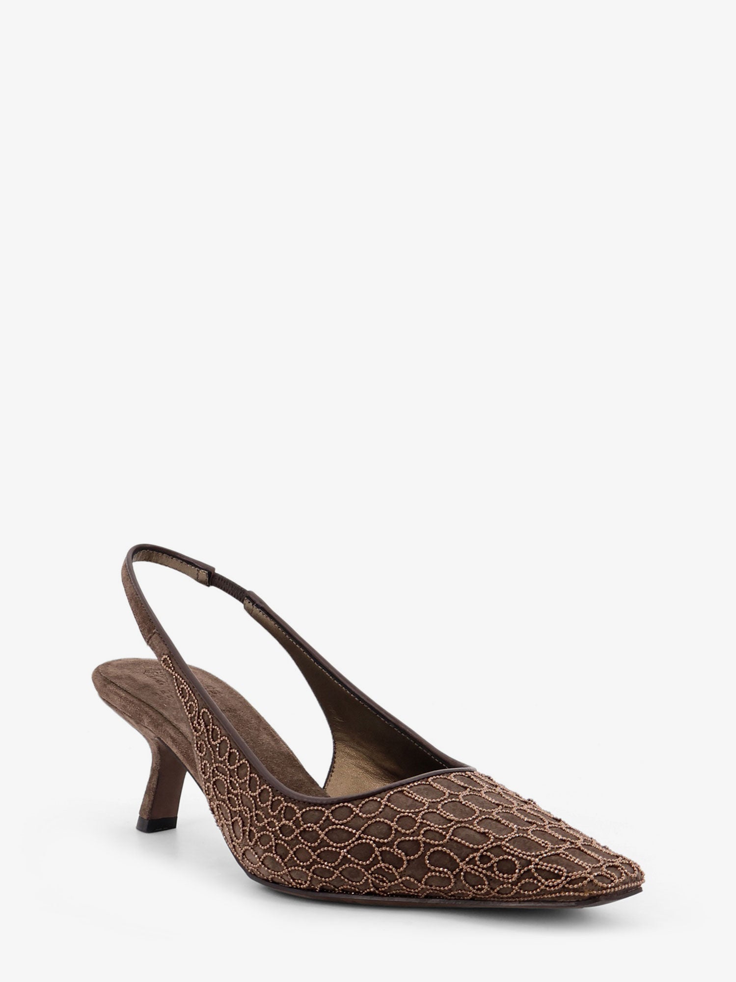 Suede slingback pumps with Monili decoration - Image 2