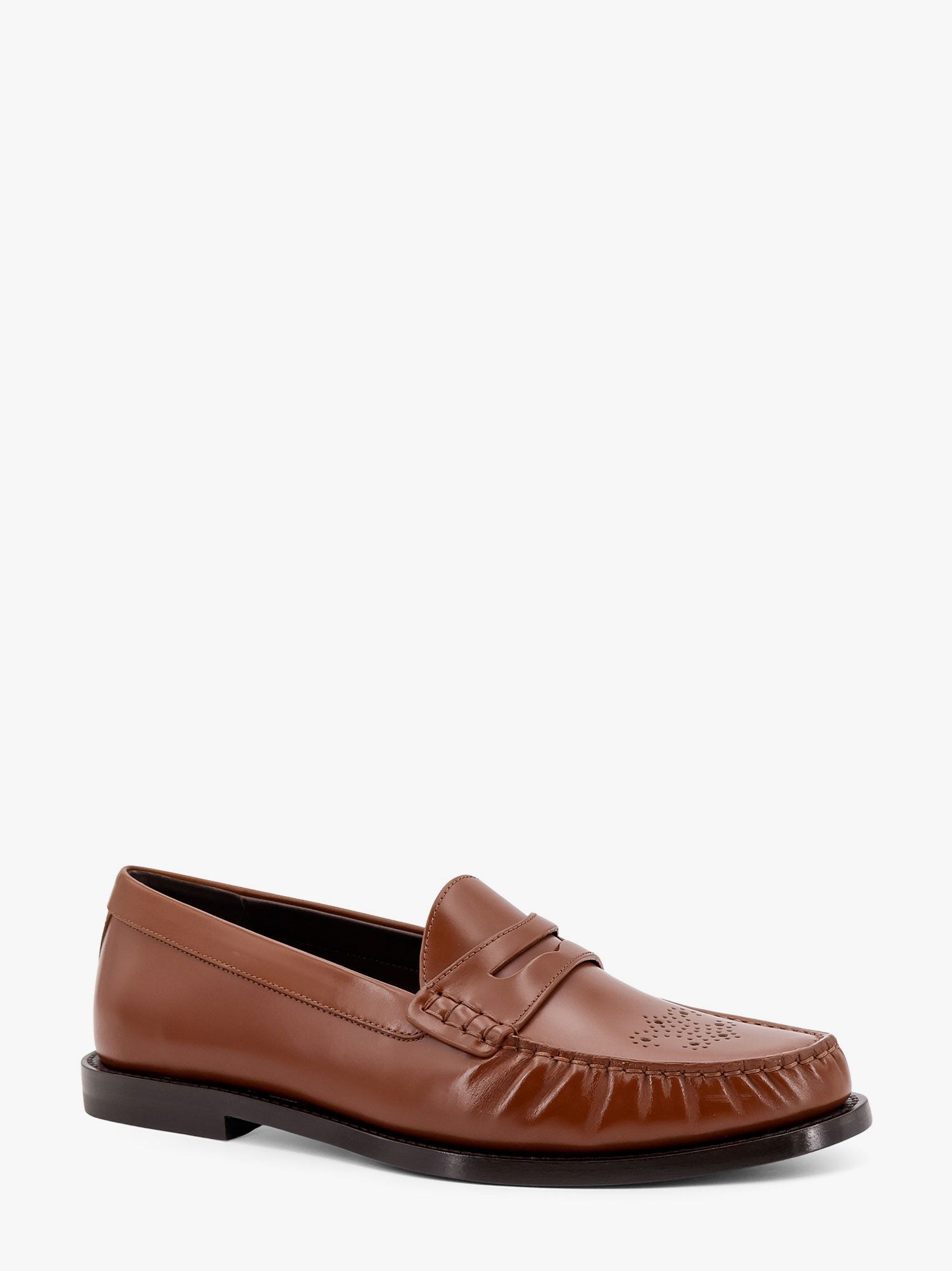Vivienne leather loafer with perforated triomphe logo - Image 2
