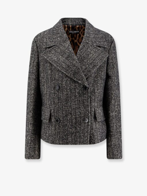 Wool blend striped double-breasted blazer