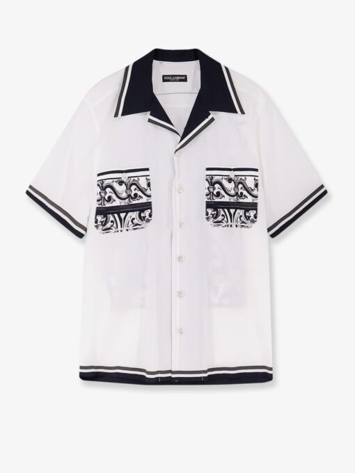 Cotton shirt with maxi Maiolica print on the back
