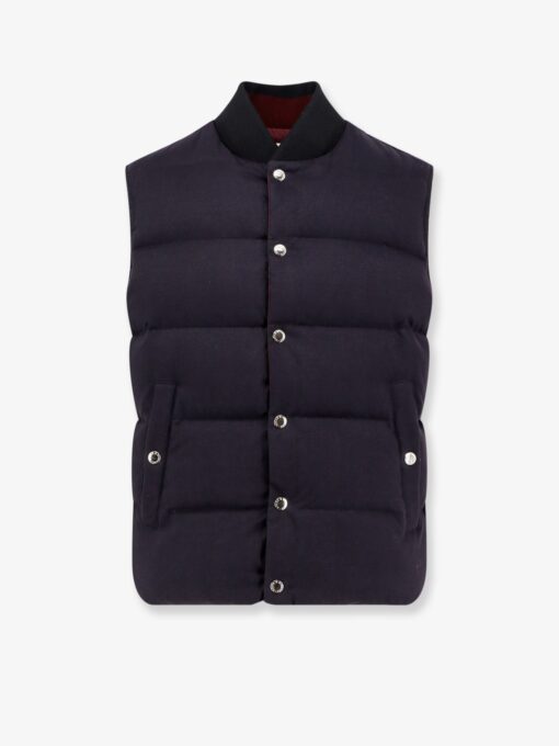 Cotton and viscose reversible sleeveless jacket