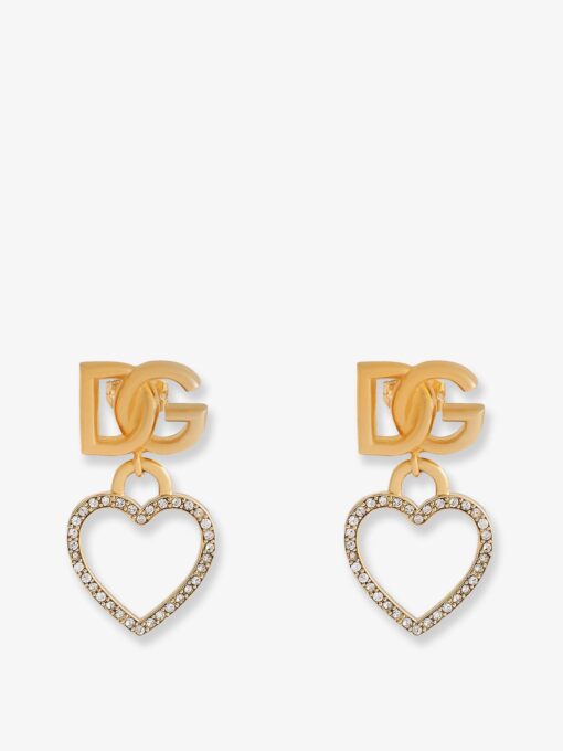 Meatl earrings with rhinestones