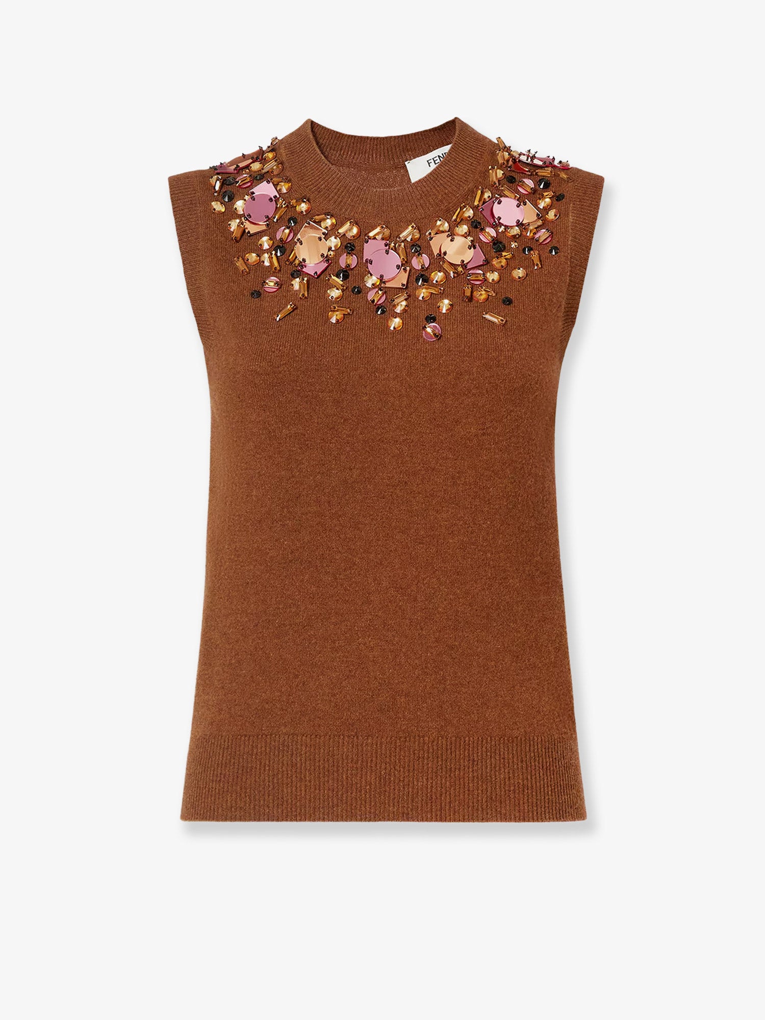 Sleeveless wool and cashmere sweater