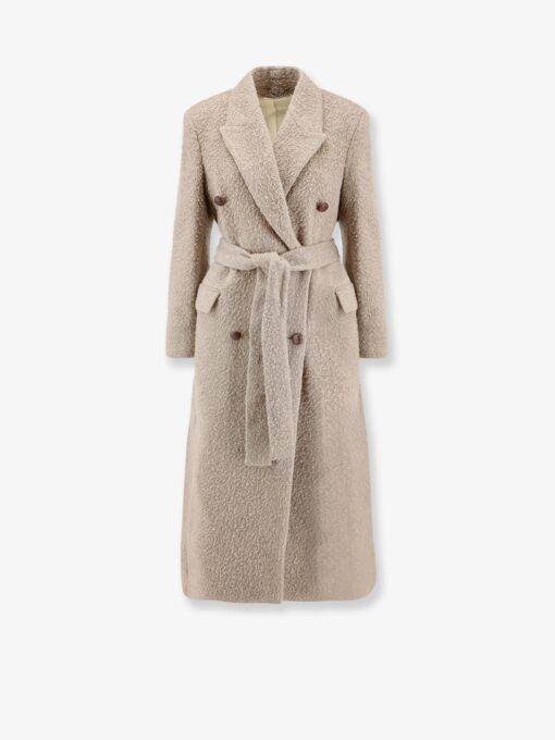 Wrinkled virgin wool blend coat