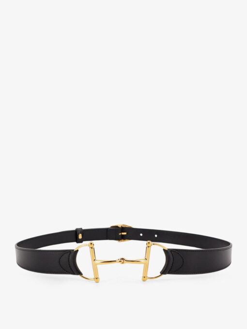 Leather belt with maxi metal Horsebit