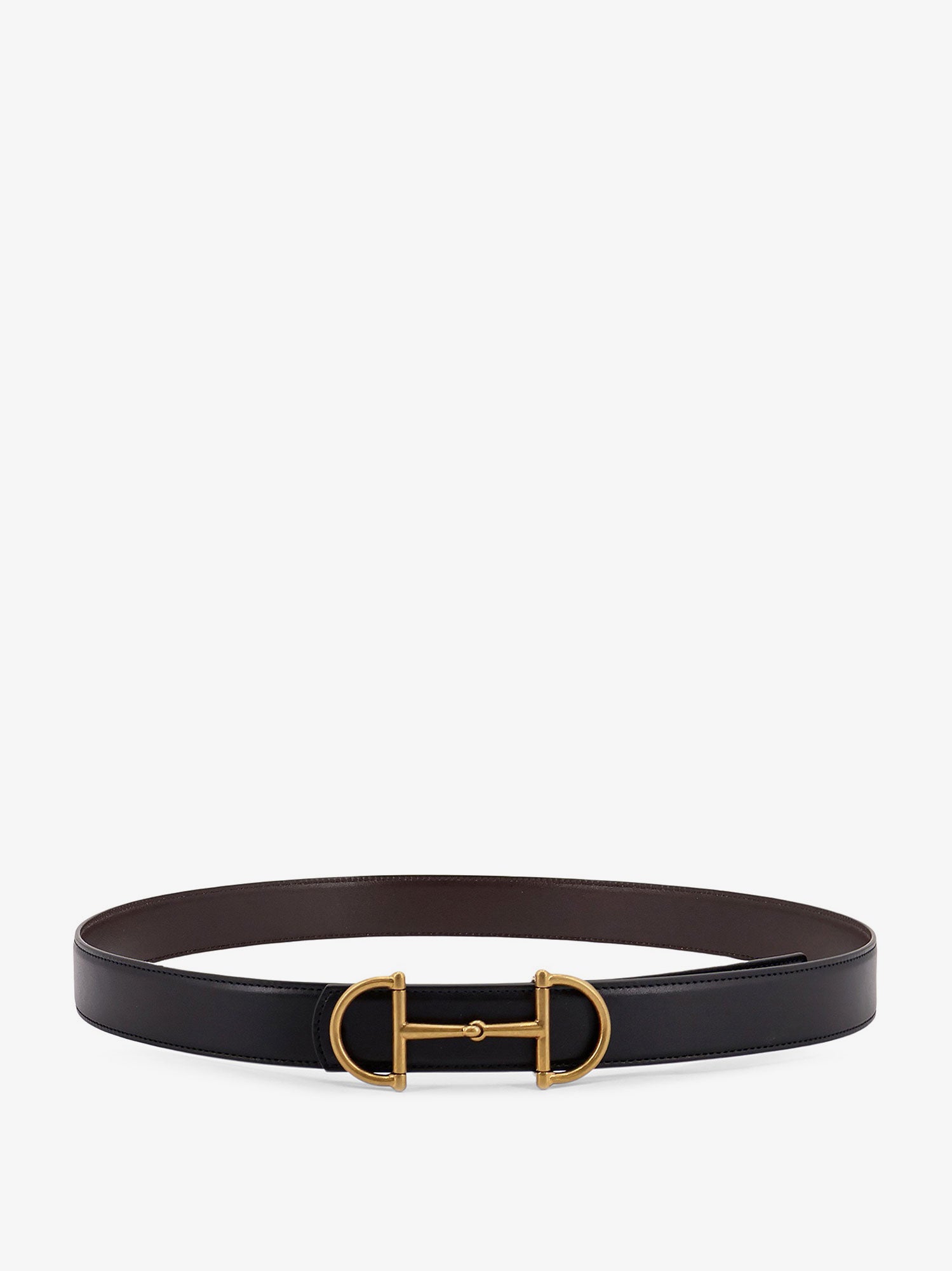 Leather belt with metal Horsebit