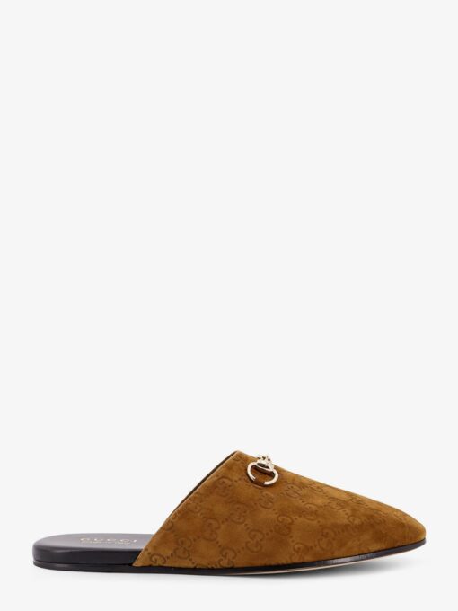 Suede sabot with horsebit detail