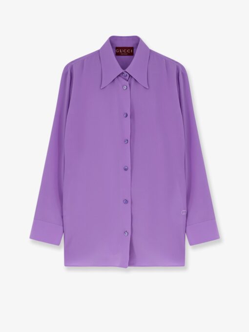 Silk shirt with GG embroidery