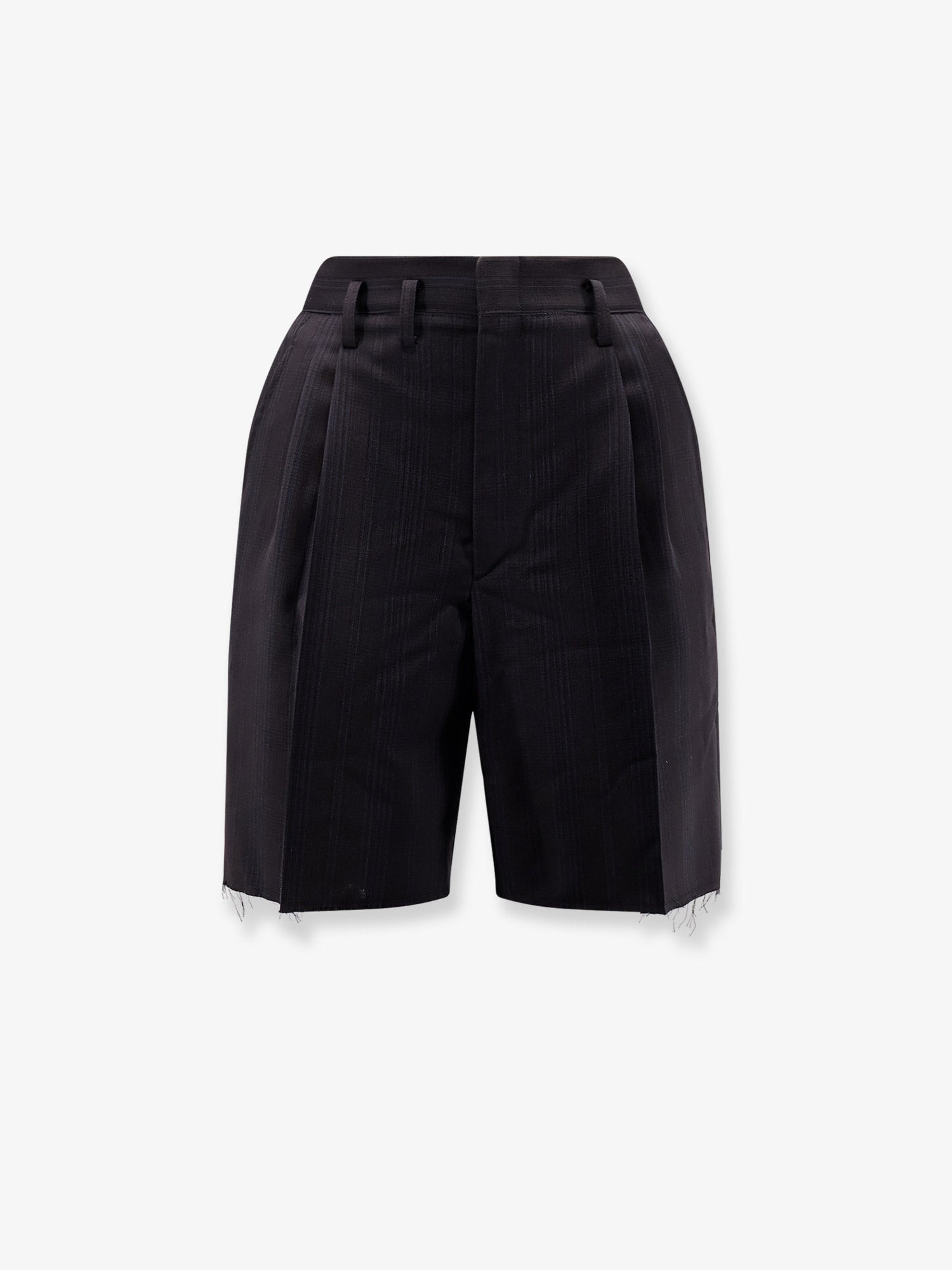 Striped virgin wool shorts