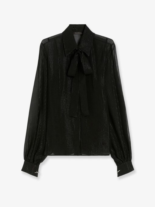 Scafati silk shirt with lurex profiles