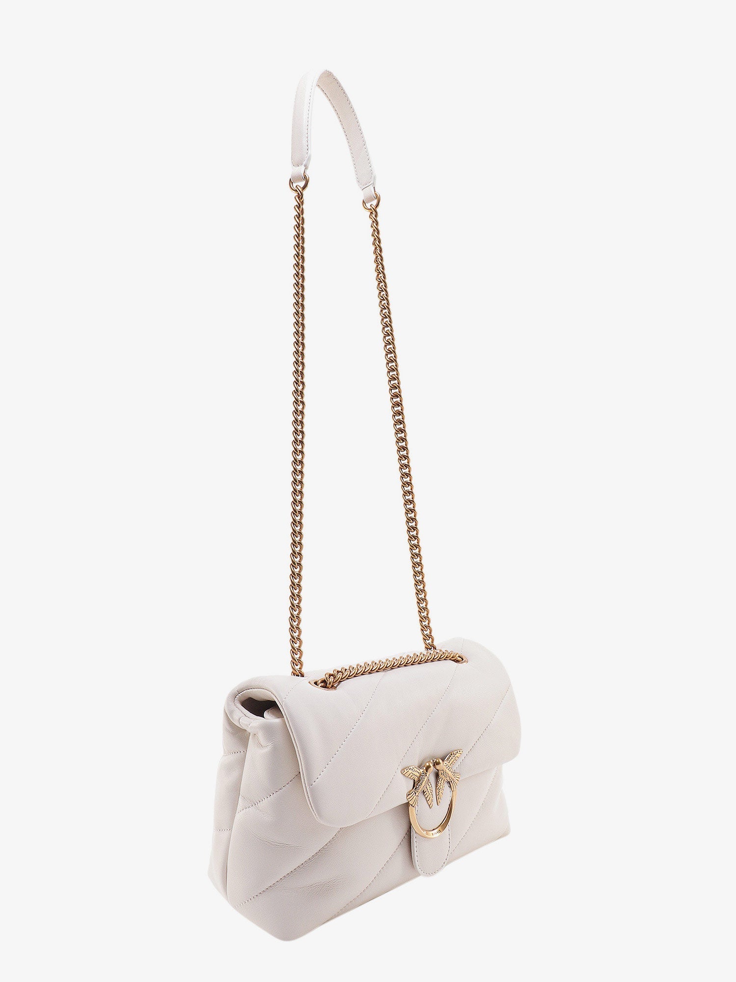 Matelassé leather shoulder bag with iconic love birds buckle - Image 3