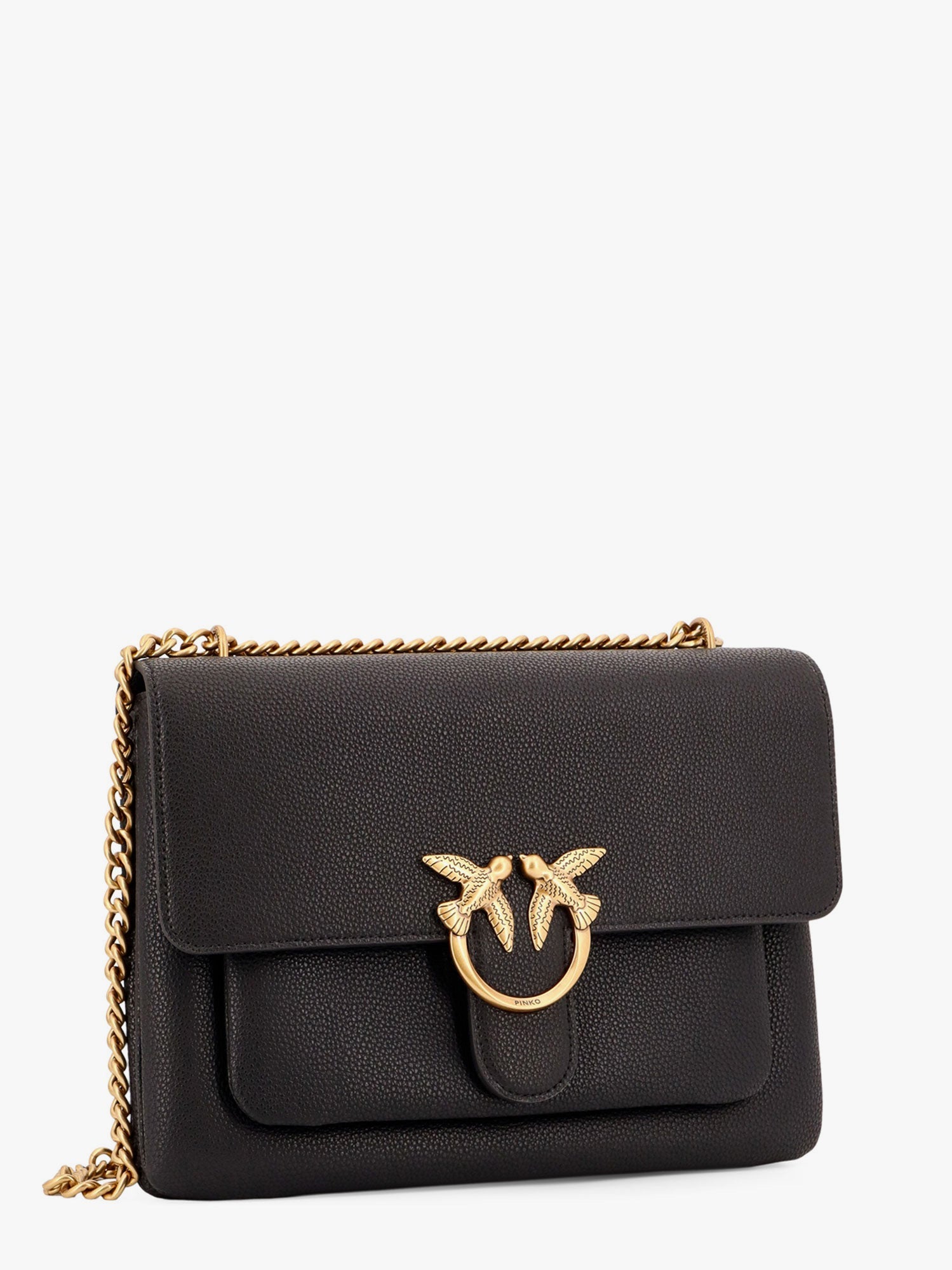 Leather shoulder bag with metal love birds buckle - Image 3
