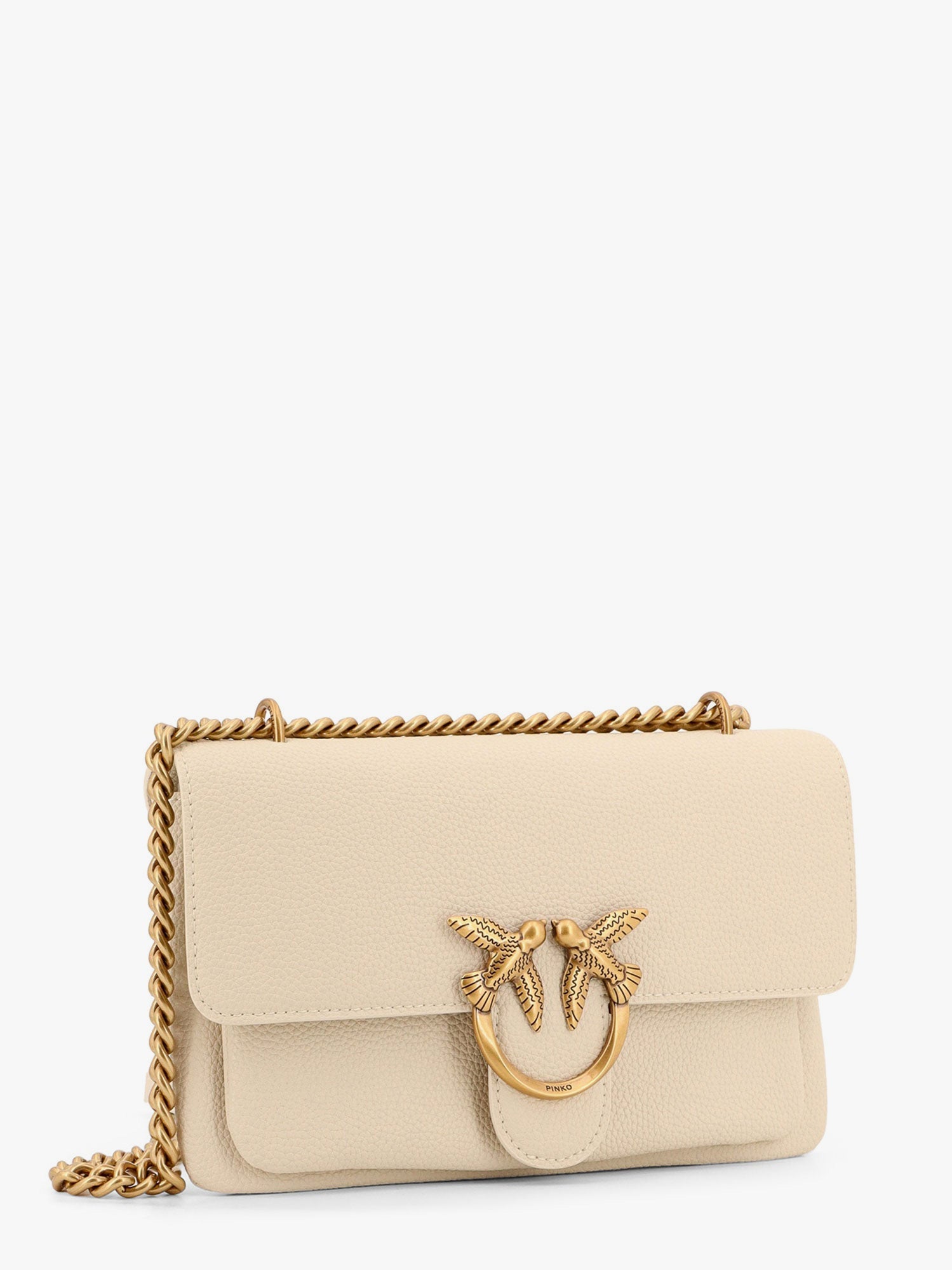 Leather shoulder bag with metal love birds buckle - Image 3
