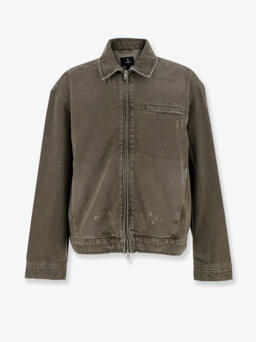 Denim jacket with distressed effect