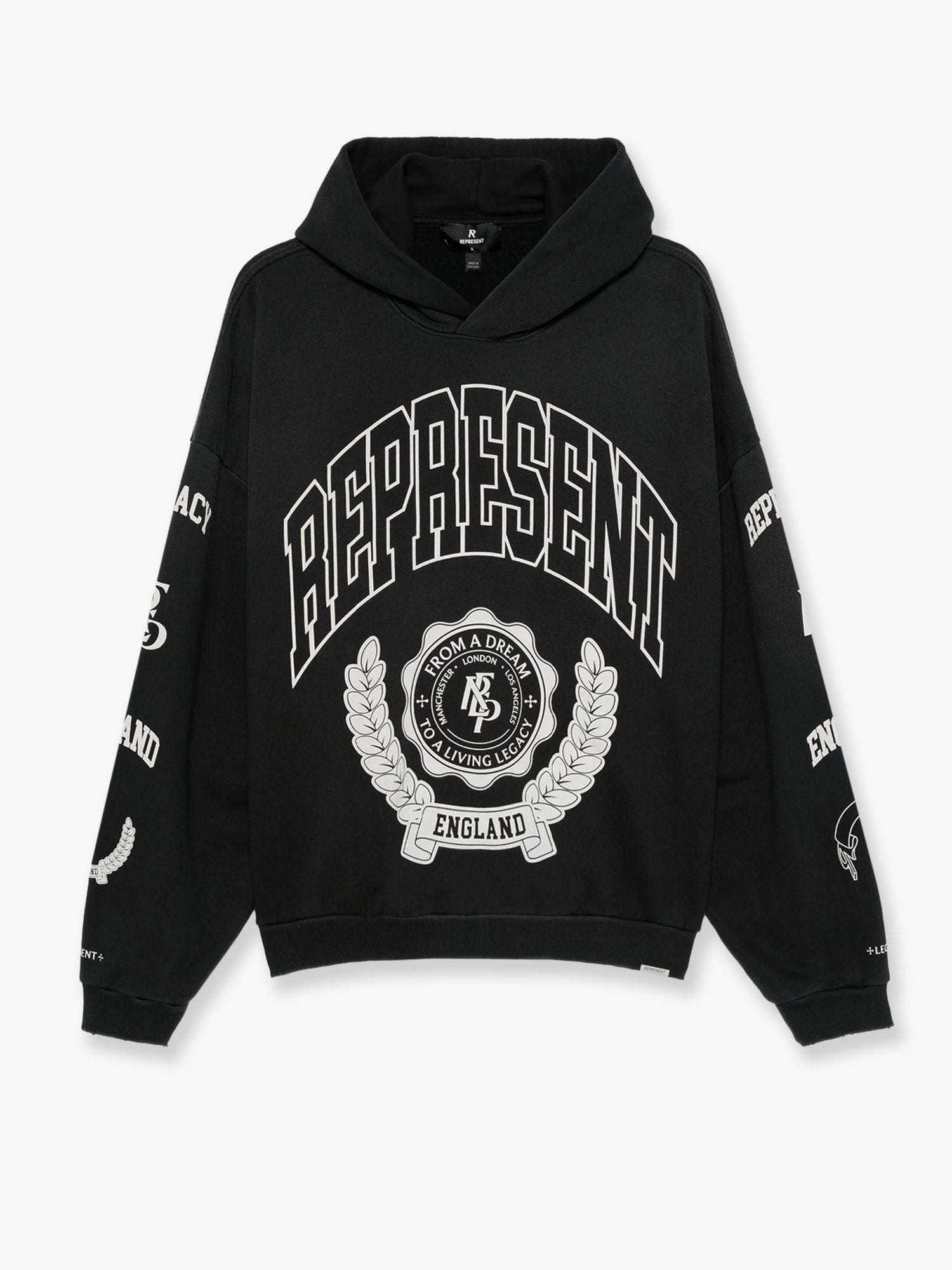 Cotton hooded sweatshirt with distressed effect