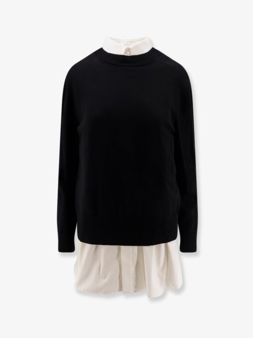 Cotton popeline and knit short dress