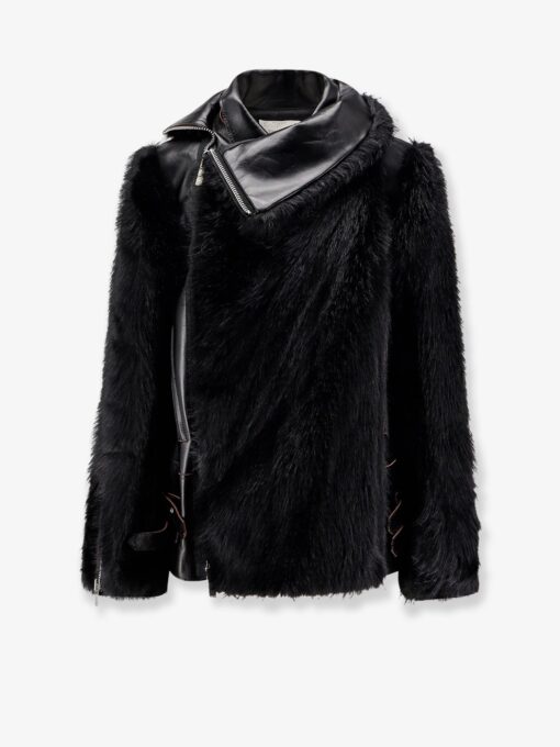 Leather Jacket with synthetic fur inserts