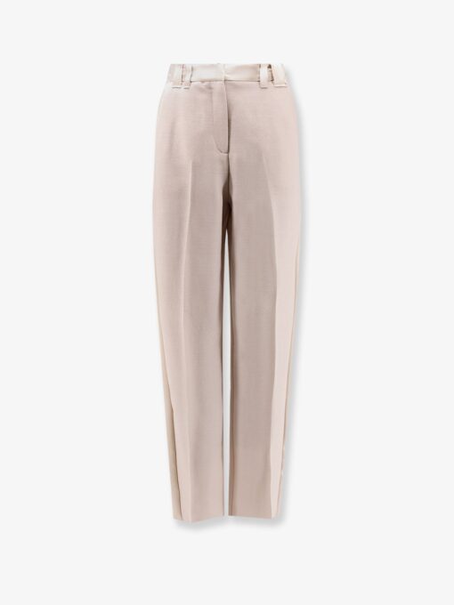 Wool blend trouserw with satin profiles