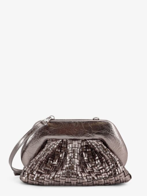 Laminated leather Tia shoulder bag with woven pattern
