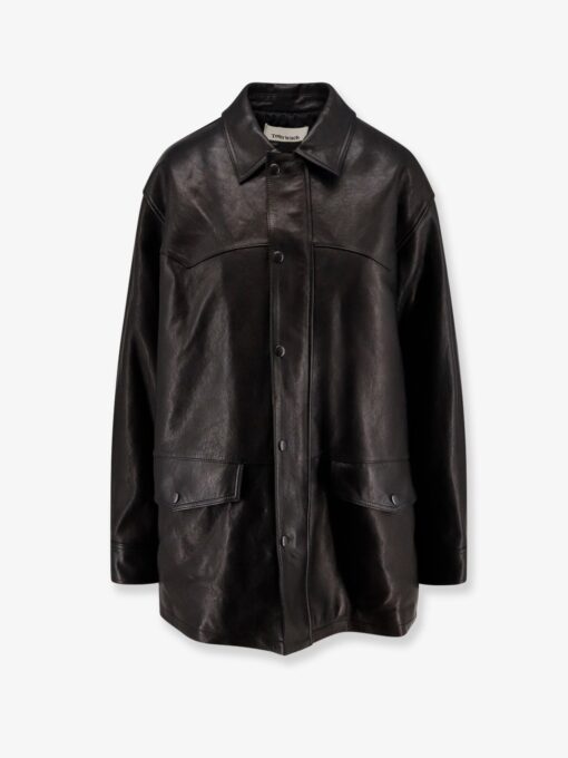 Long padded leather Unisex jacket