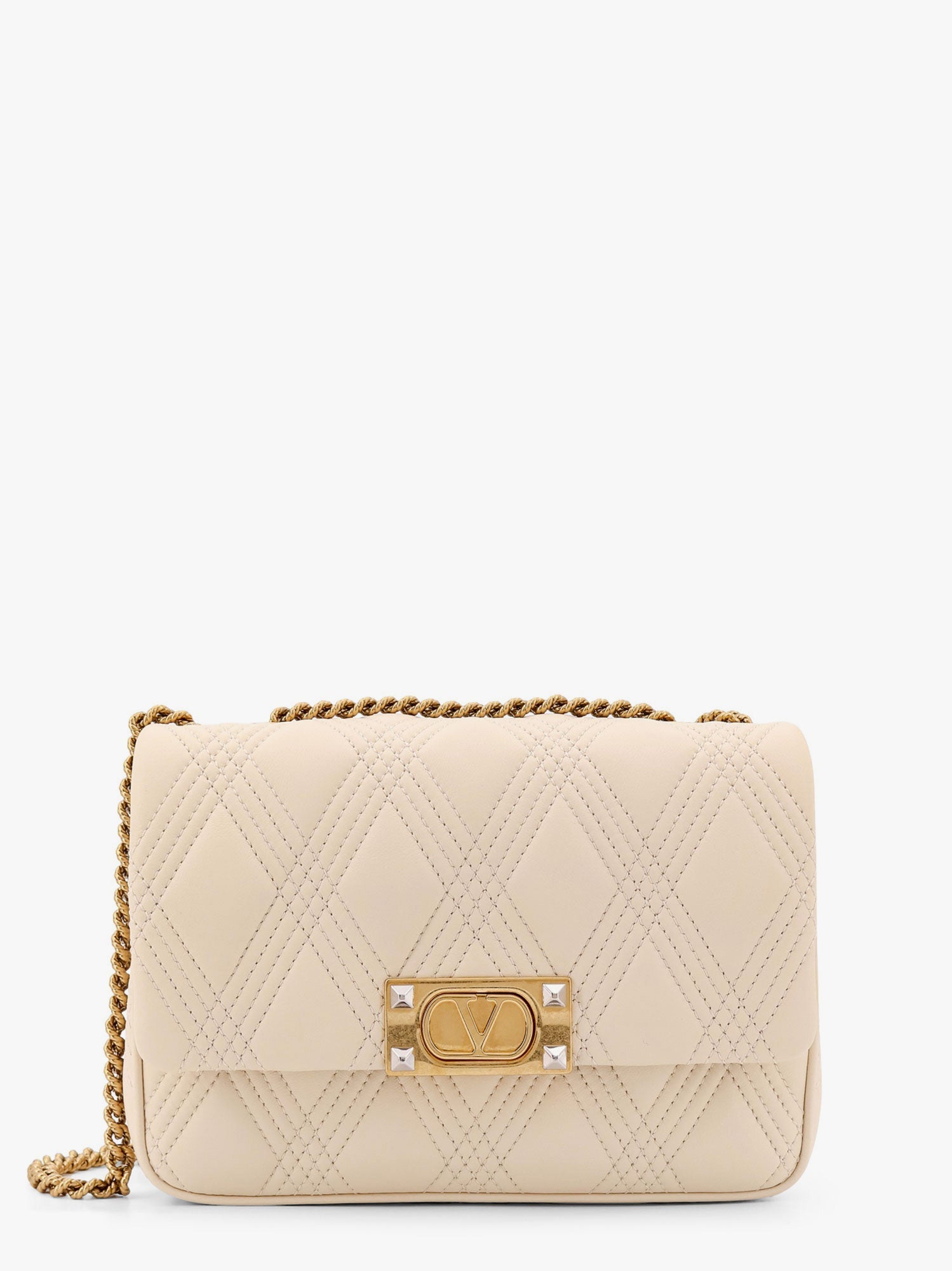 Valentino garavani quiltie 67 leather medium shoulder bag with chain