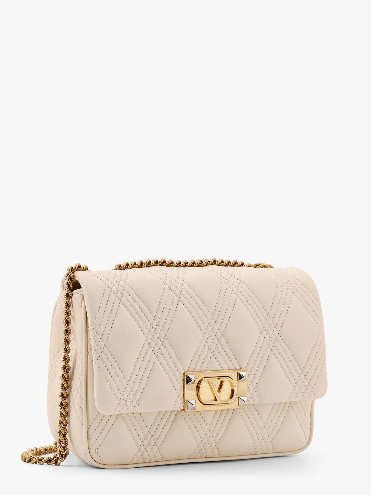 Valentino garavani quiltie 67 leather medium shoulder bag with chain - Image 3