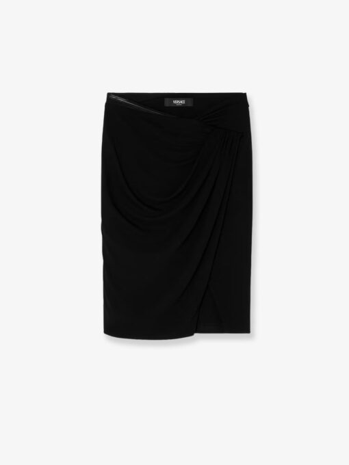 Stretch viscose midi skirt
