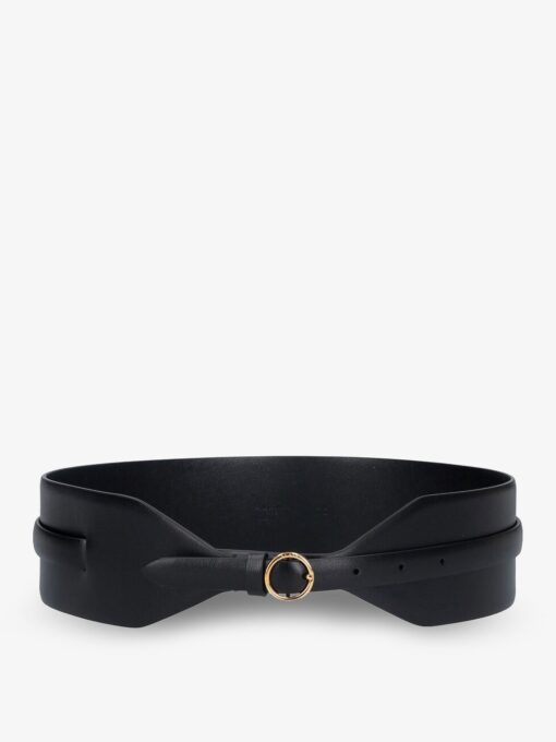Maxi leather belt with metal buckle