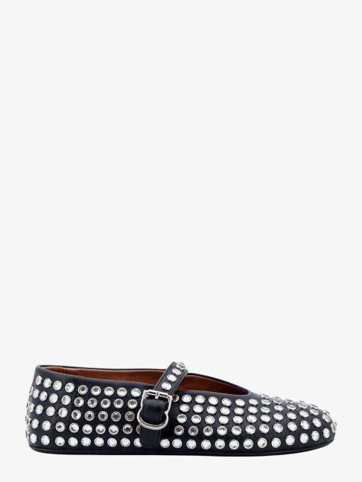 Leather ballet flats with rhinestones