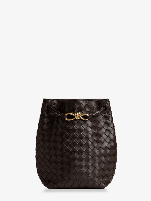 Andiamo Bucket leather crossbody bag with Intrecciato Pattern