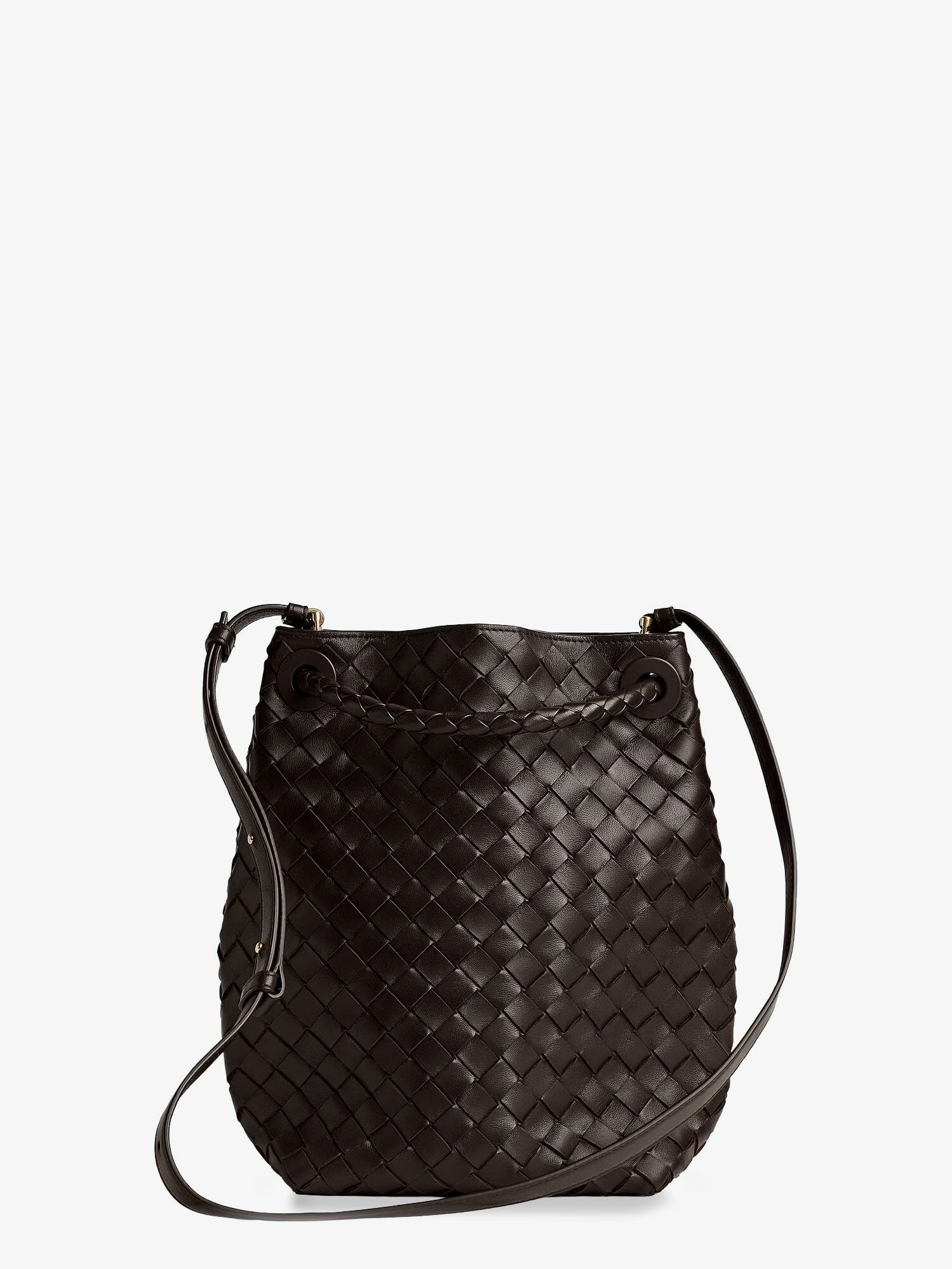 Andiamo Bucket leather crossbody bag with Intrecciato Pattern - Image 2