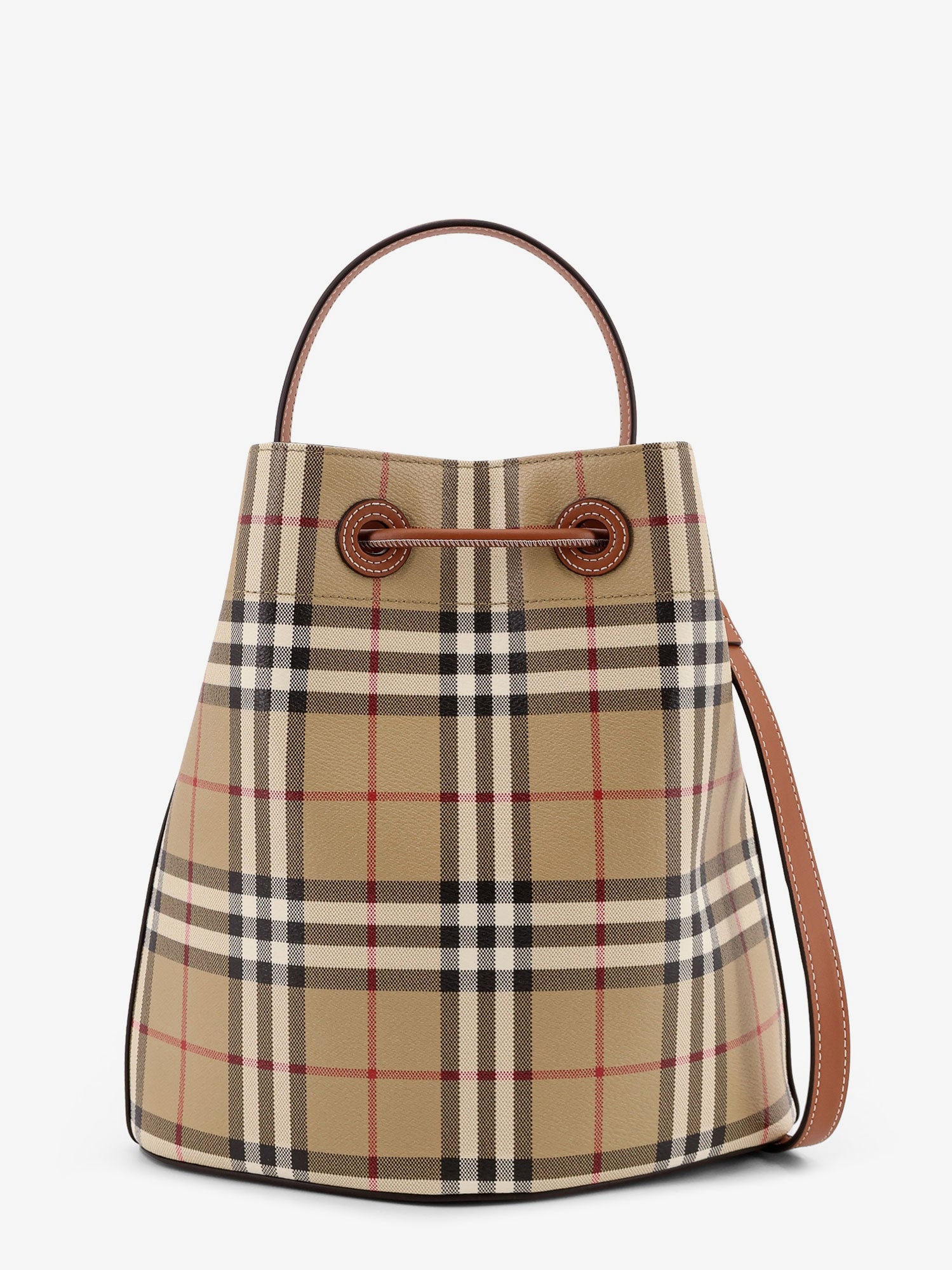 Coated canvas bucket bag with check pattern - Image 2