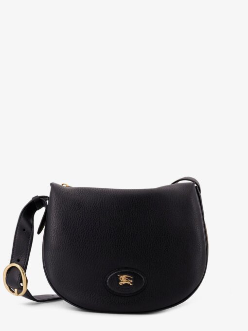 Hammered leather crossbody bag with logo patch