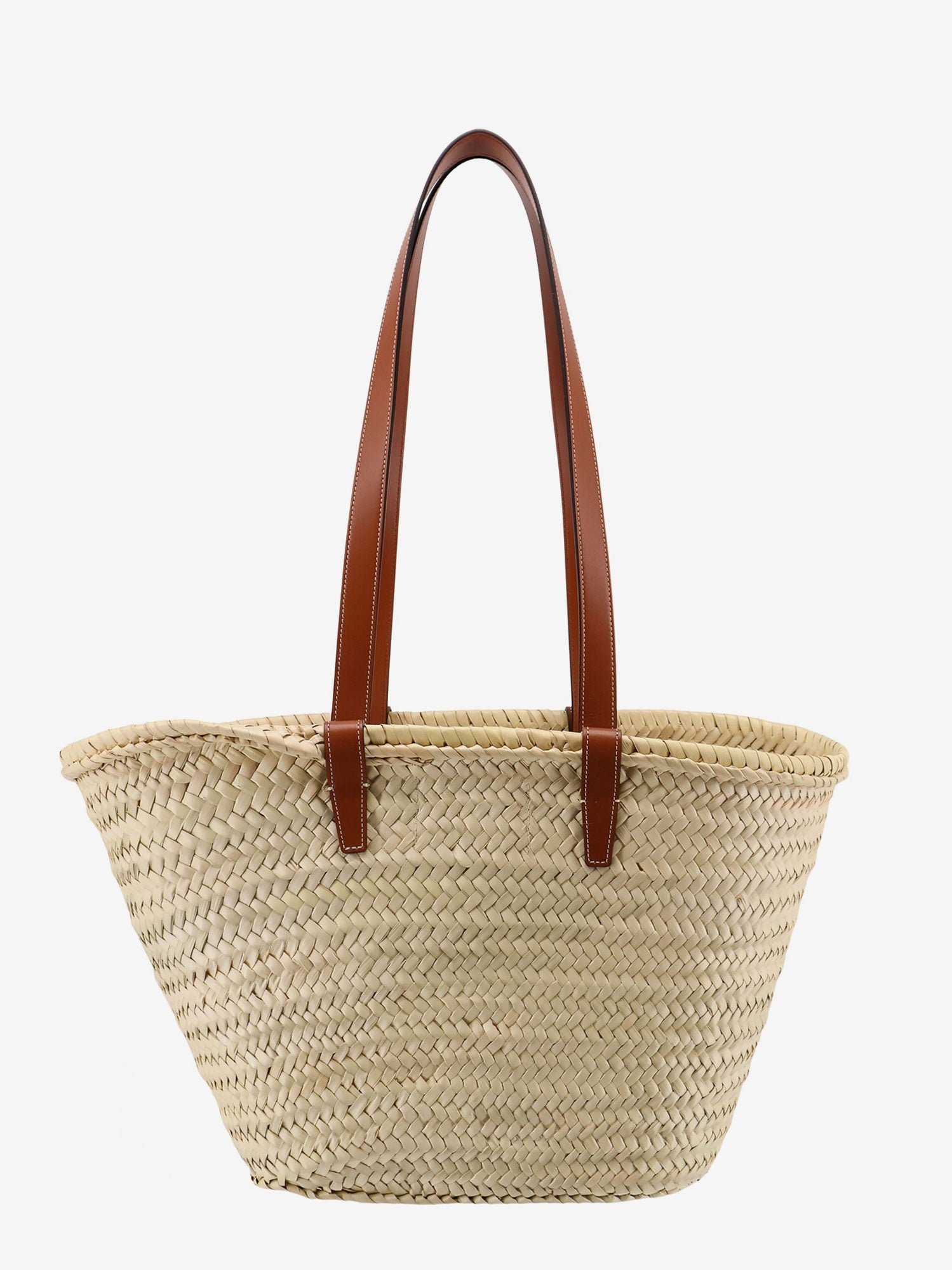 Panier raffia shouder bag with leather details - Image 2