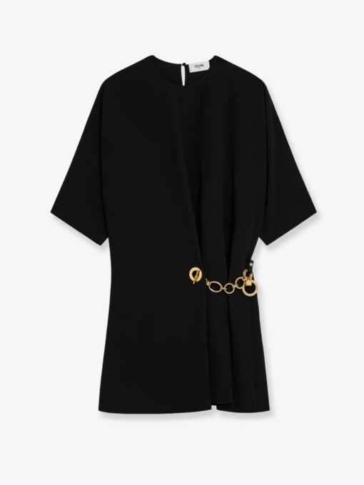 Wrap dress with gold metal charms
