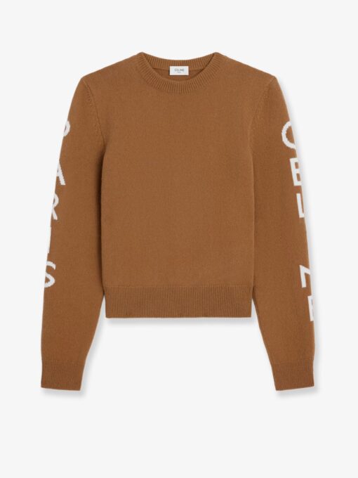 Wool sweater with logo inlay