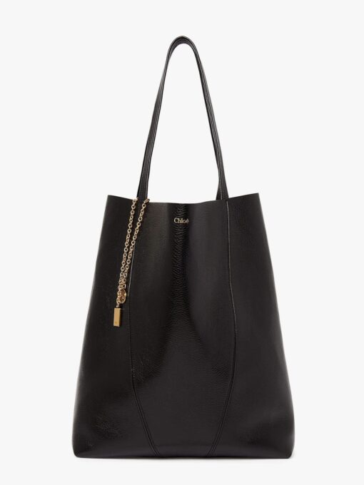 Spin leather shoulder bag with lettering logo on the front
