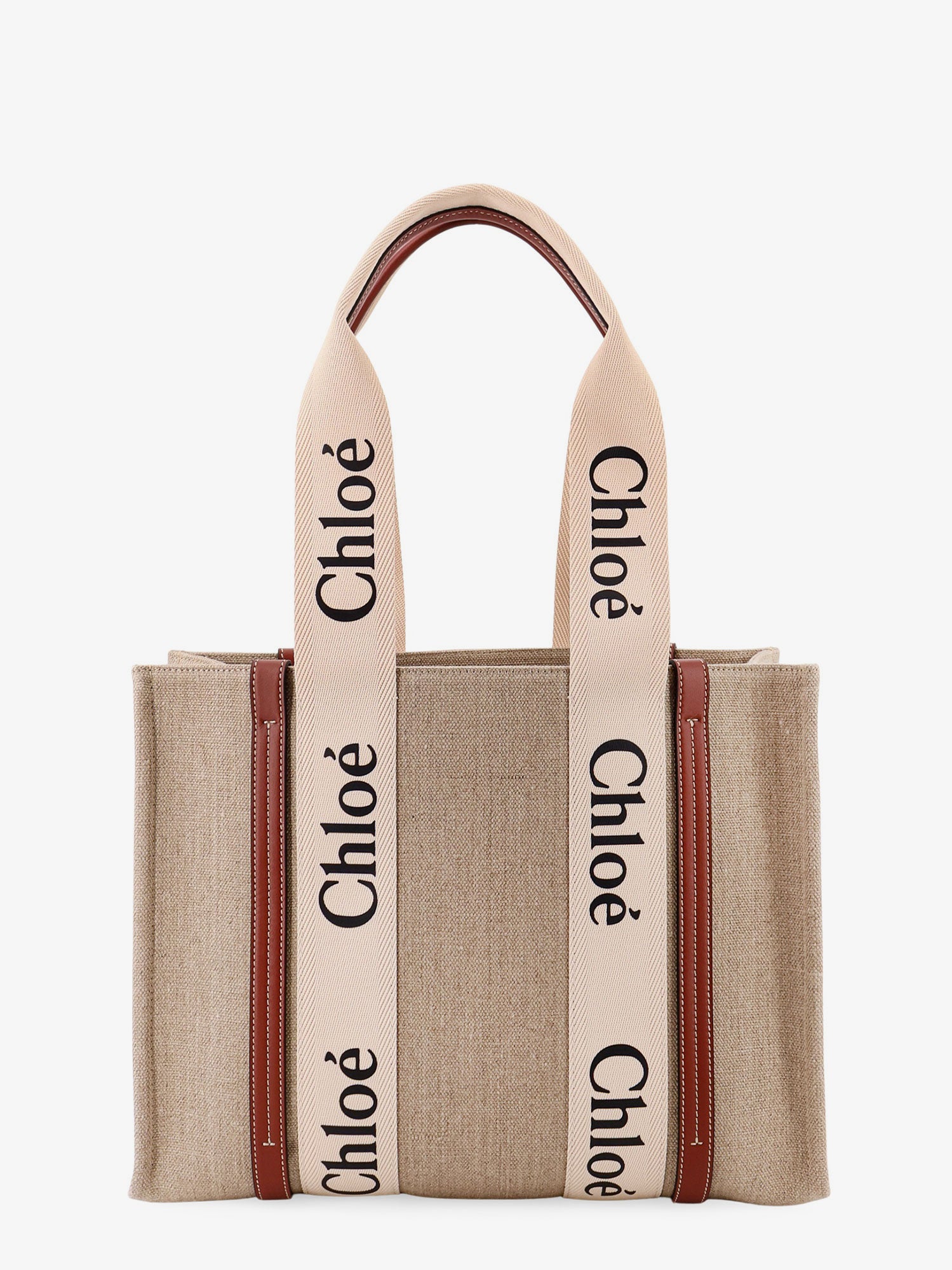 Woody linen shoulder bag with logo lettering on the front - Image 2